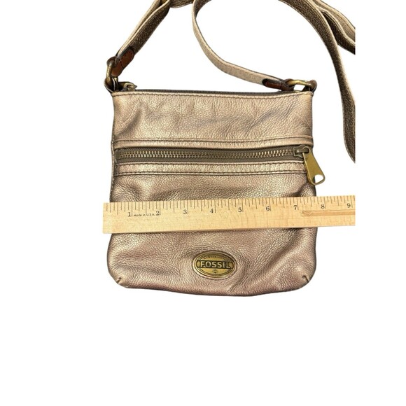 Fossil Explorer Mini Leather Crossbody Bag Metallic Platinum Silver - Picture 4 of 7